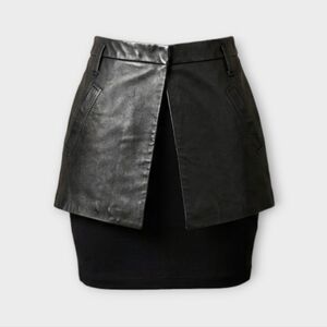 Barbara Bui Lamb Leather Wrap Skirt Overskirt Black Size 40 Avant Garde